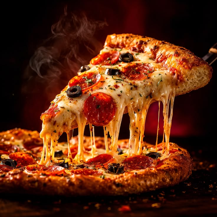 Pizza saborosa com queijo derretido